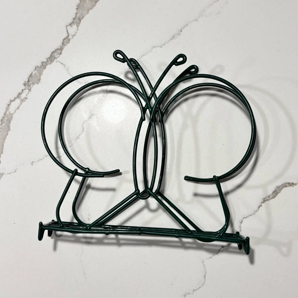 Green Metal Coated Butterfly Napkin Holder Picnic Summer Beach Backyard BBQ